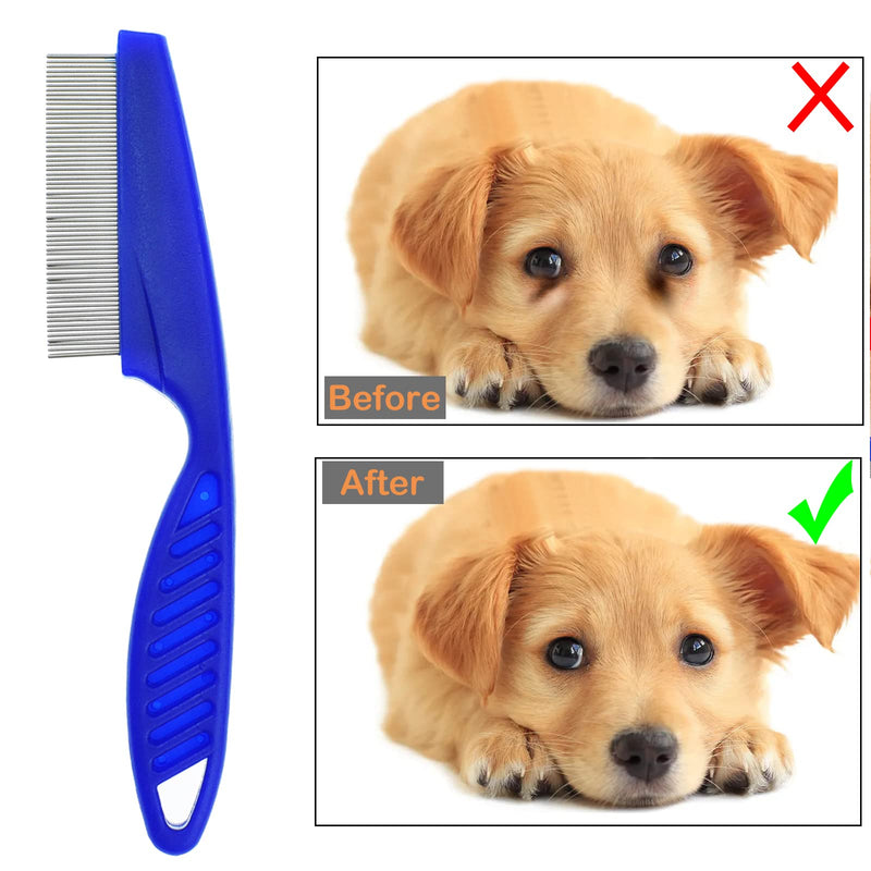 3 Pcs Pet Flea Combs Dog Cat Grooming Lice Comb for Removal Tear Stain Mucus Crust - BeesActive Australia