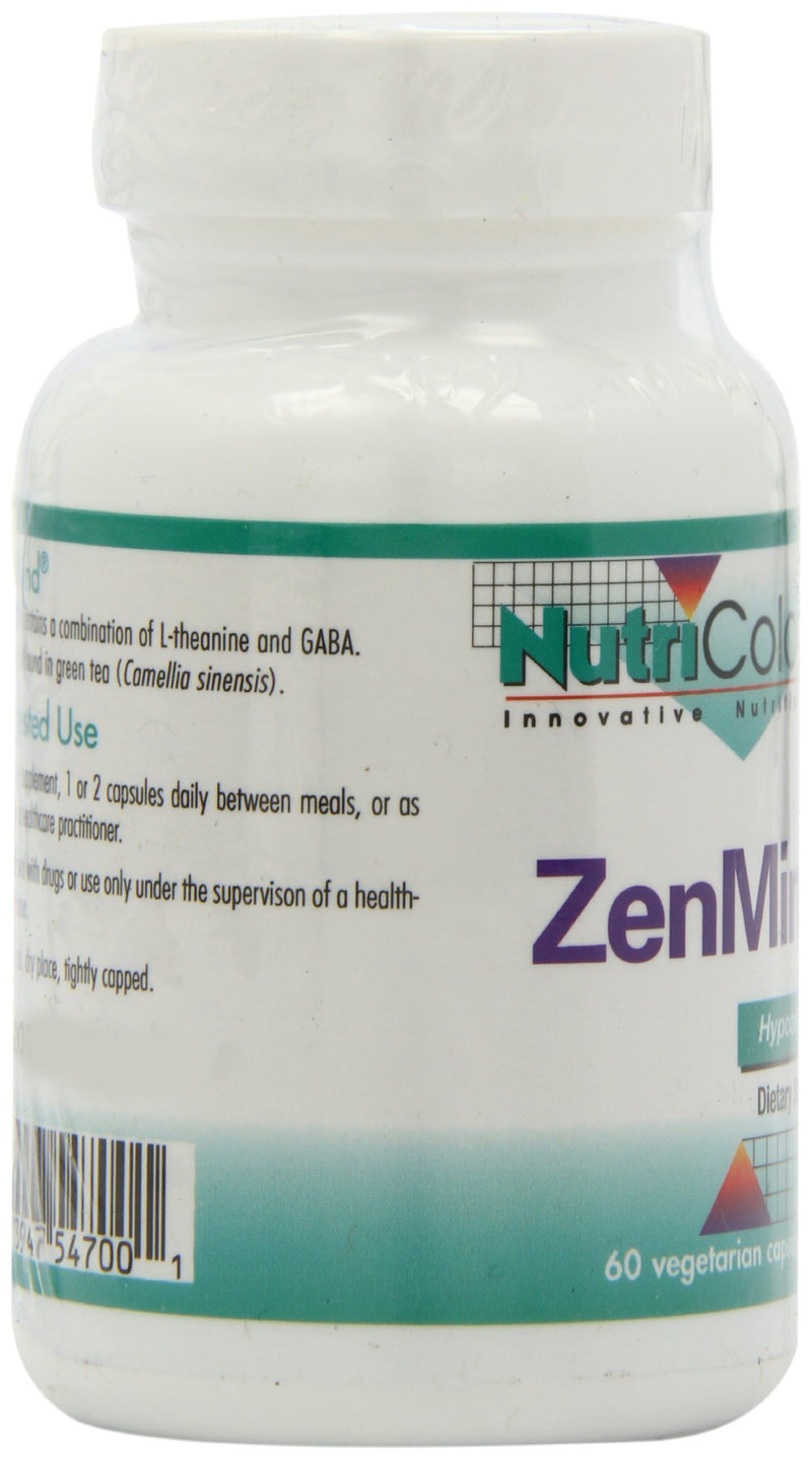 NutriCology ZenMind 550 mg GABA and 200 mg L-Theanine, 60 Capsules | Non-Drowsy GABA and L-Theanine Formula for Calmness and Relaxation Support Day or Night, 30 Servings