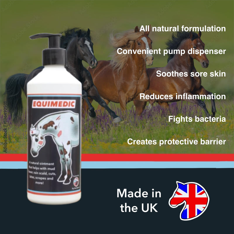 Equimedic Horse Skin Care Lotion 500ml - All-Natural Cream for Cuts, Insect Bites, Rashes, Hives, Mud Fever, Rain Scald & more! Protective, Soothing, & Fast-Acting