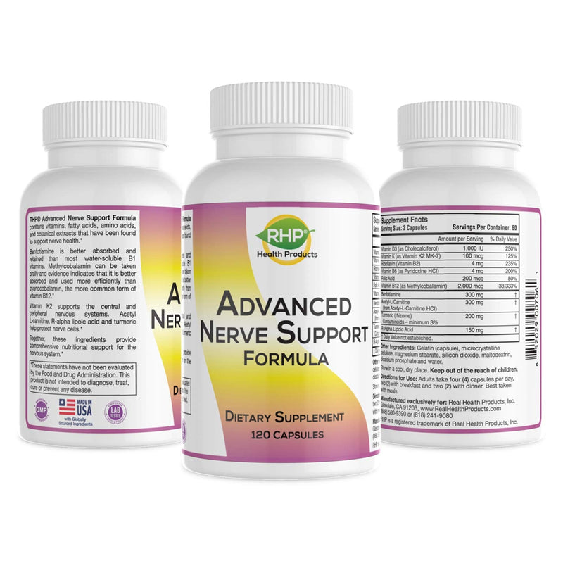 Advanced Nerve Support Formula. Peripheral Neuropathy Supplement with Alpha Lipoic Acid for Healthy Nerve Repair & Function. Maximum Strength Formula, 120 Capsules