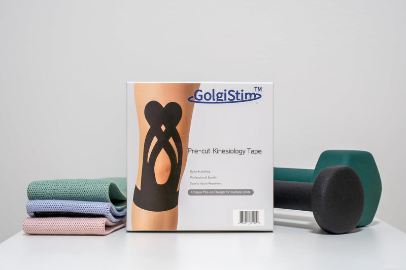 20 Pack Precut Kinesiology Tape - Black Athletic Tape, Waterproof Elastic Sports Tape, Latex Free Breathable Muscle & Joint Support for Running, Sports & Recovery by GolgiStim - BeesActive Australia