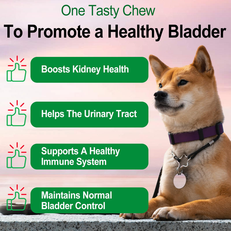 Bladder & Kidney Support for Dogs, Urinary Tract treatment and Bladder Control Supplement, Soft Chews with Cranberry and D-Mannose, Natural Immune System Booster - Peking Duck Flavor (60Pcs)