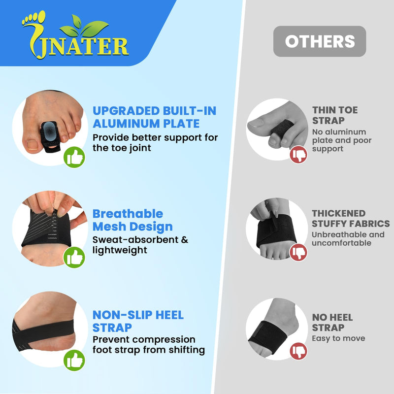 Hammer Toe Straightener - Hammer Toe Corrector for Women & Men, Breathable Non-Slip Toe Splint for Curled, Crooked Toes, Broken Toe Support - Day & Night Relief (1 Compression Foot Wrap & 1 Strap) - BeesActive Australia