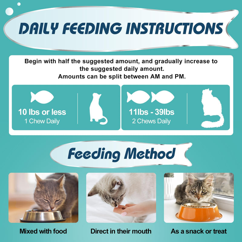 Bailey & Buddies Hip and Joint Supplement for Cats, 90 Soft Chews with Glucosamine, Chondroitin, MSM and Green-Lipped Mussel, Joint Support for Senior Cats and All Breeds - Salmon Flavor