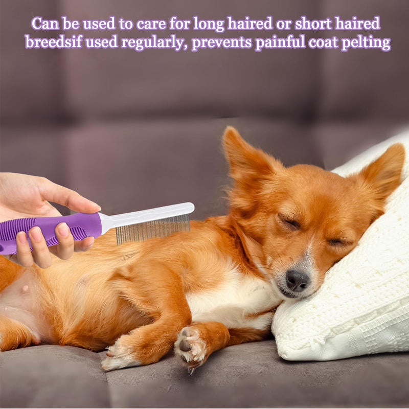 EnixwH dog comb made of stainless steel, cat brush long hair, cat comb for removing animal hair, undercoat brush dog for loosening knots and tangles for dogs and cats (purple) 1 piece dog hair brush for removal - BeesActive Australia
