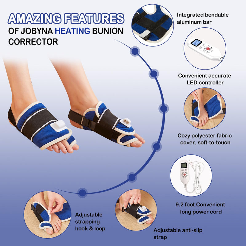 JOBYNA Electric Heating Bunion Correction, 2PCS 86-158 Big Toe Straightener for Hallux Valgus Bunion Pain Relief, Auto Shut Off, One Size Fits Most All For Bunion Splints - BeesActive Australia