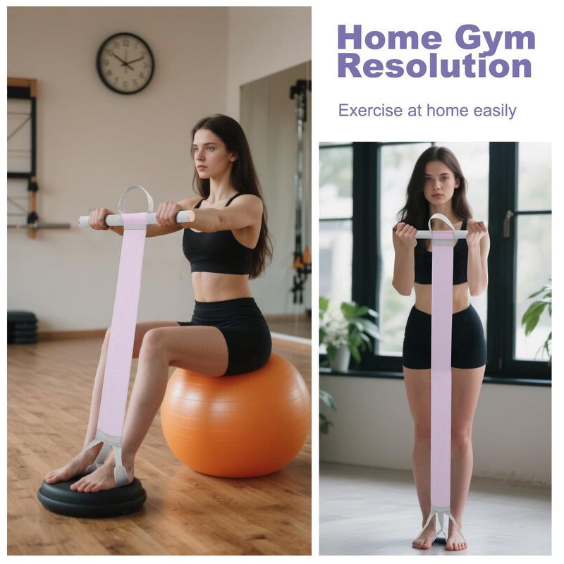 Women Workout Resistance Band with Handle and Pedal, Non-Slip Elastic Bands, 120lb Physical Therapy Bands Purple Band + Stick