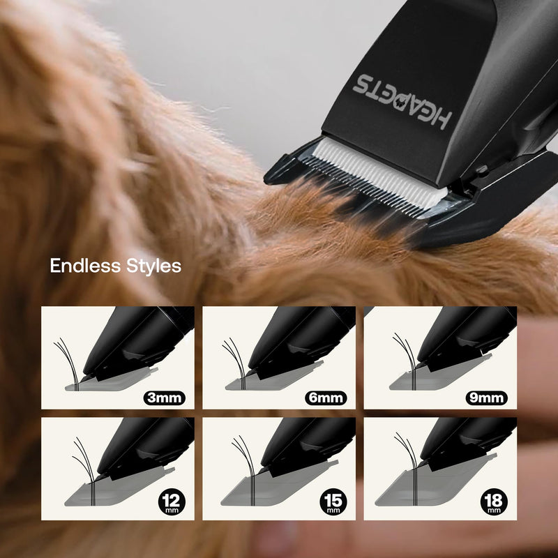 HEAPETS Dog Hair Clippers for Grooming Kit and Dog Paw Trimmer Nail Grinder for Grooming, Low Noise Rechargeable Cordless, Shaver Grooming Supplies for Pet Cats Dogs (Black, White) Black-white