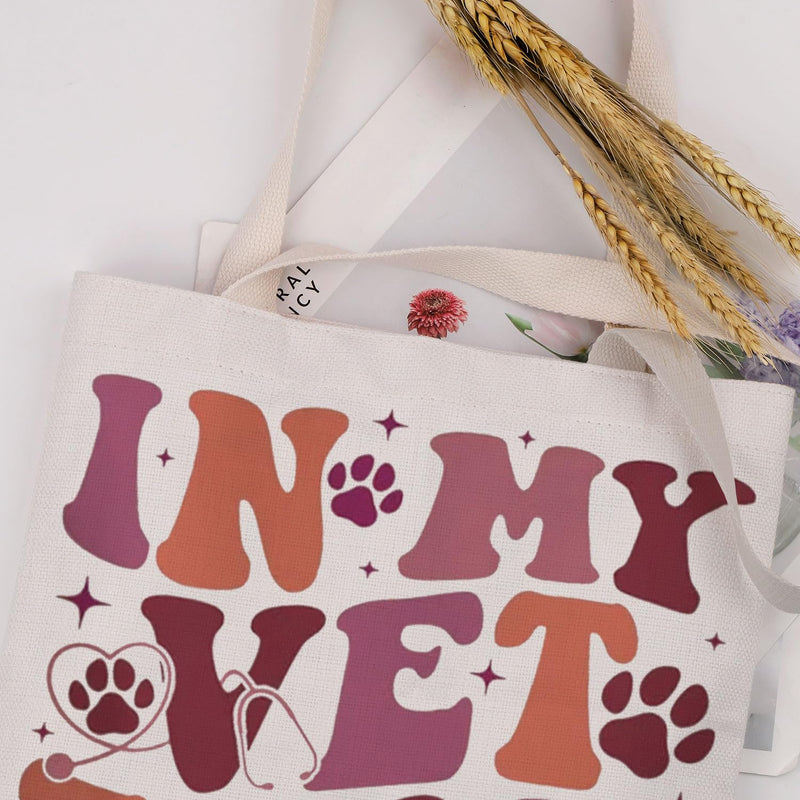 MAOFAED Veterinary Tech Gift Veterinarian Gift In My Vet Tech Era Canvas Tote Bag For Shopping Office Travel Vet Med Gift - BeesActive Australia