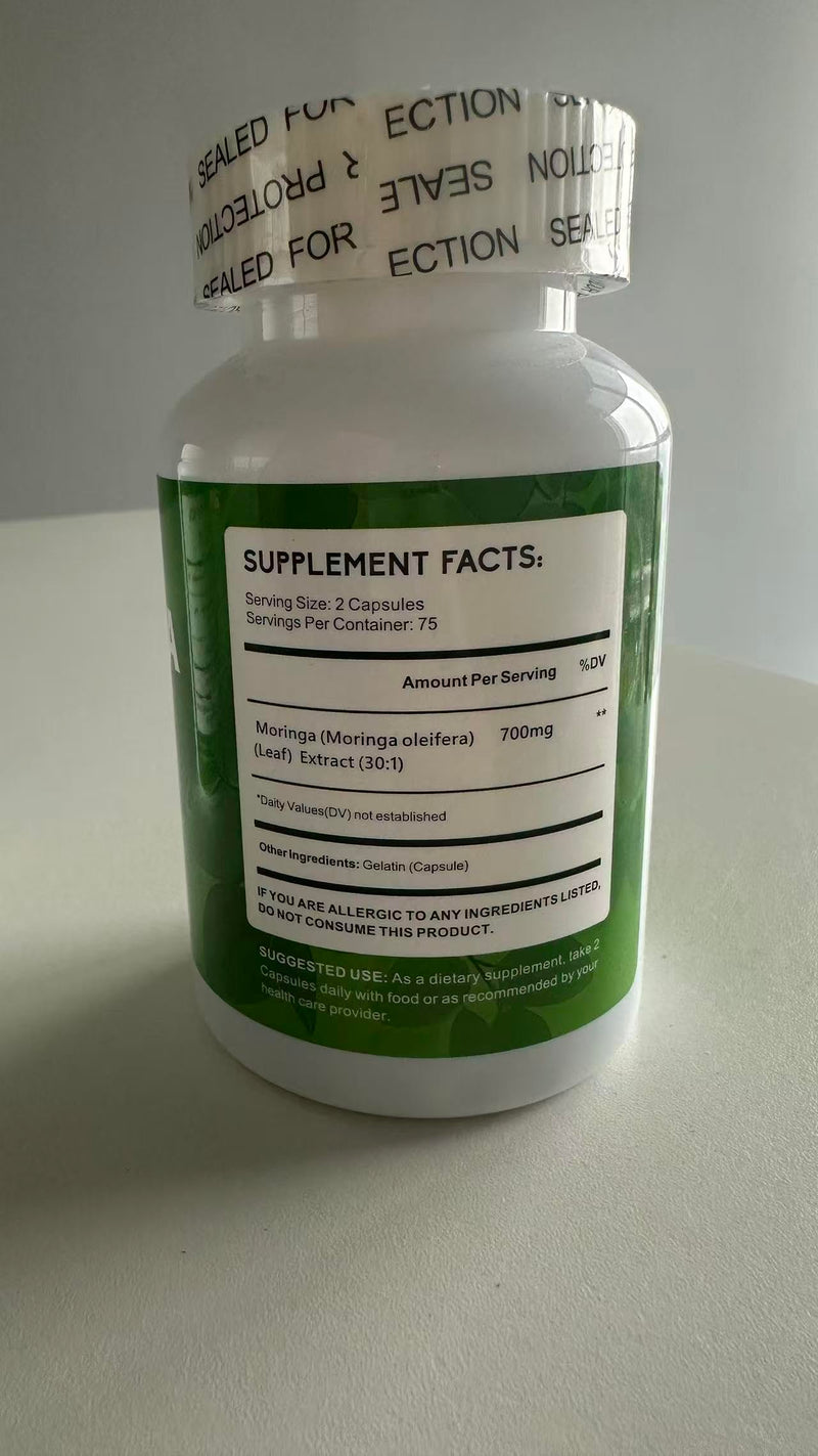 Moringa Oleifera Extract 700mg per Serving | 150 Capsules (75 Servings) | 30:1 Concentrate | Antioxidant Support for Energy & Immune Health | Non-GMO 150 Count (Pack of 1)