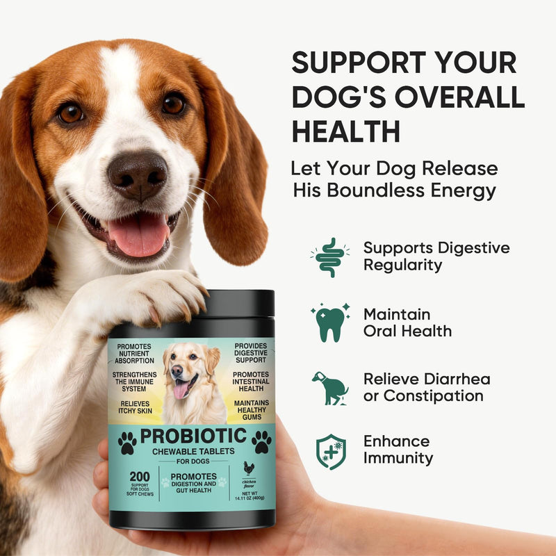 Probiotics for Dogs Gut Digestive Health Probiotic Chews for Dogs Digestive Enzymes Relieve Diarrhea Immunity Oral Problems Itching Constipation Prebiotics Dog Probiotics 200 Ct Chicken
