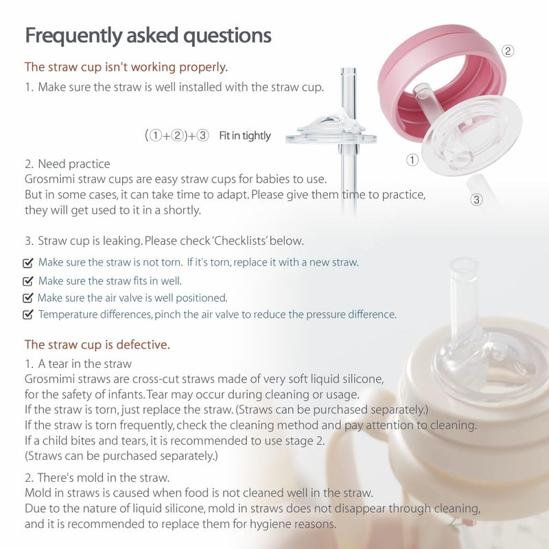 GROSMIMI Spill Proof no Spill Magic Sippy Cup with Straw with Handle for Baby and Toddlers, Customizable, PPSU, BPA Free 6 oz (Beige) Beige - BeesActive Australia