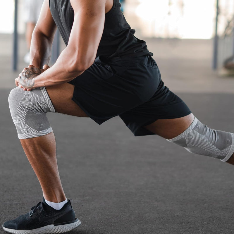MagnetRX® Magnetic Knee Sleeve – (2-Pack) Effective Compression Knee Brace with Magnets for Knee Comfort & Recovery – Magnetic Knee Brace Support (Large) Large (Pack of 2) Grey - BeesActive Australia