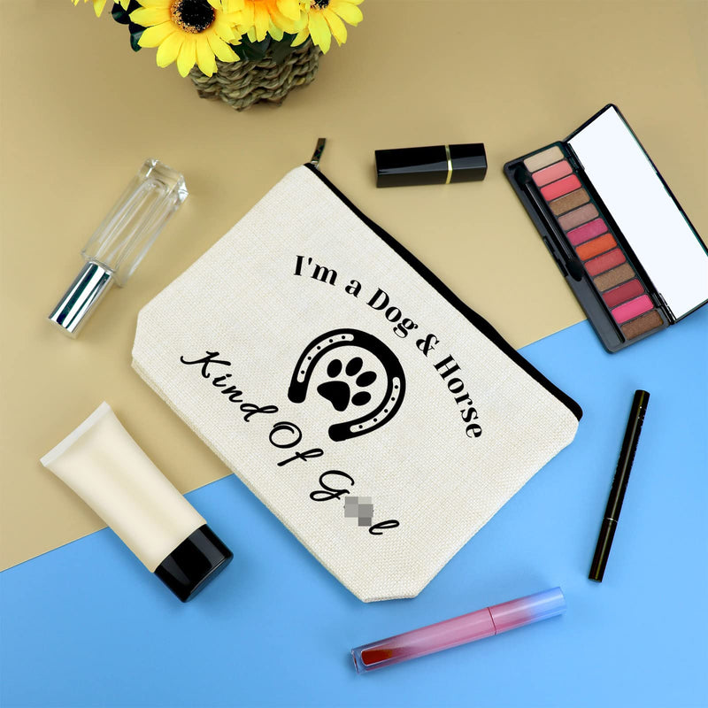 Dog and Horse Gifts for Women Makeup Bag Dog Lover Gifts Horse Lover Gift Country Travel Cosmetic Bag Paw Horseshoe Gift Equestrian Gift Birthday Christmas Gift for Dog Horse Lover Friend Sister 629 Dog and Horse - BeesActive Australia