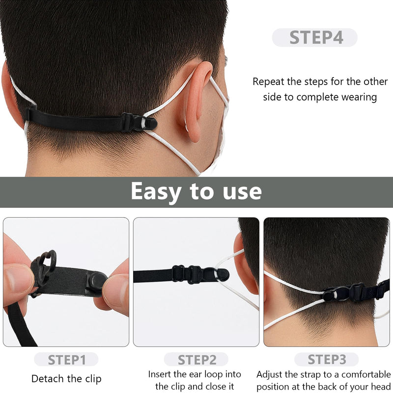 Mask Ear Saver Straps Set of 12 ‚Äì Adjustable Face Mask Extender Holders for Ears, Elastic Back-of-Head Mask Clips for Adults & Kids - BeesActive Australia