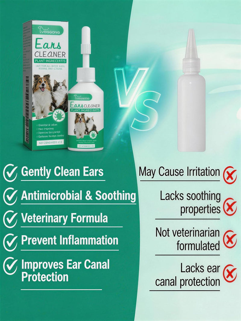 Gentle Ear Cleaning Solution for Dogs & Cats | Itchy Ear Relief, Ear Canal Cleaner & Deodorizer | Daily Ear Wash for Puppies, Kittens & Pets – Safe