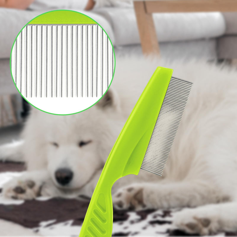 Molain metal lice comb, pack of 4 cat dog flea comb, flea comb for removing fleas, plastic double-sided nit comb, pet comb, stainless steel lice comb, metal teeth lice comb for removing (green) green - BeesActive Australia