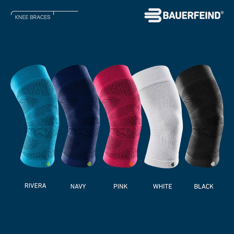 Bauerfeind Sports Compression Knee Sleeve - Lightweight Design with Gripping Zones for Knee Pain Relief & Performance M Black - BeesActive Australia