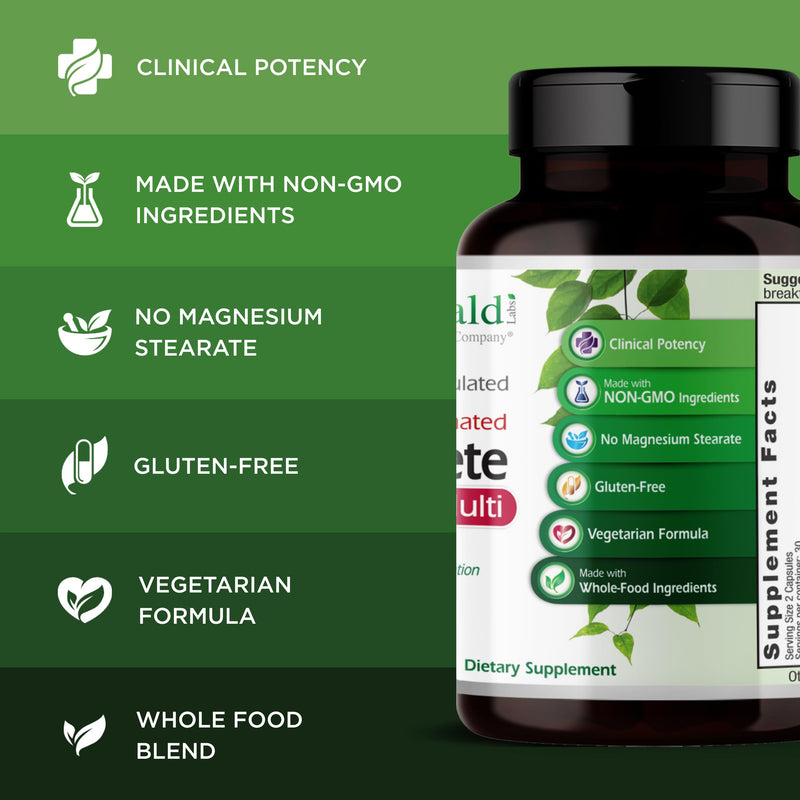 EMERALD LABS Complete Premium Multi - Multivitamin for Digestive & Immune Support with Vitamin C as PureWay-C, B Vitamin Complex, Albion Chelated Zinc & More - 60 Vegetable Capsules (30-Day Supply)