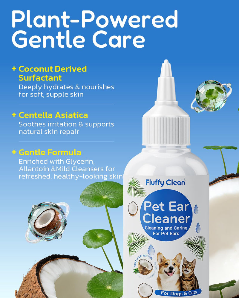 Ear Cleaner for Dogs & Cats - Gentle Non-Irritating Formula, Ear Cleaning & Care for All Ages, Removes Built-up Wax, Discharge, Dirt & Debris - 1.69oz Travel Size White & Blue-1.69 OZ 1.69 Oz (Travel Size)