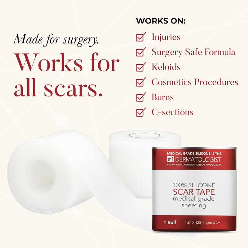 HealFast Physician Formulated Silicone Scar Sheets - Advanced Crosspolymer Medical Grade Silicone Scar Tape for Surgery, C Section, Keloids & Hypertrophic Scars - Silicone Tape For Scars - BeesActive Australia
