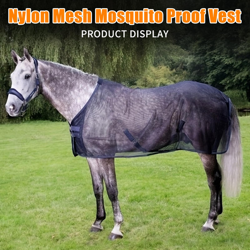 Horse Fly Sheet Breathable, Micro Mosquito Mesh with Adjustable Straps, Lightweight Nylon Equine Sheet, Prevent Fly Bites (70”-72”)