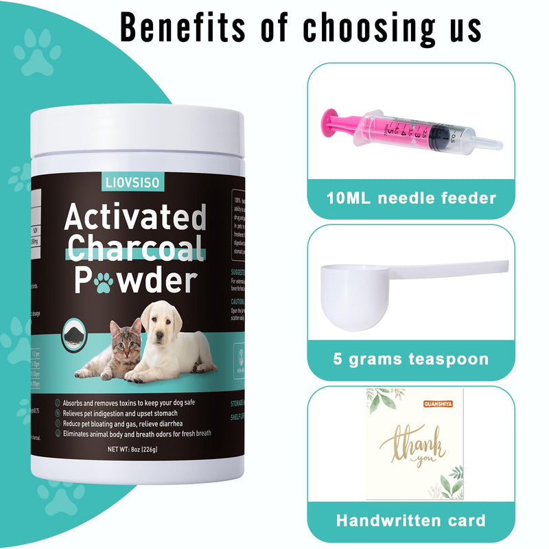 Activated Charcoal for Dogs -Pet First Aid Kit Detox Powder 8oz - for All Pets & Livestock - Poisoning, Diarrhea, Gas Relief - BeesActive Australia