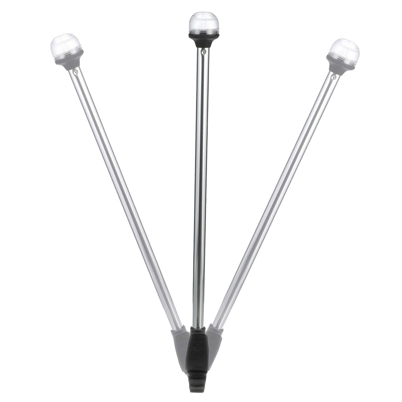attwood 5550-PA20-7 Lightarmor Folding All-Round 20-Inch Marine Boat 360-Degree Pole Light, Silver