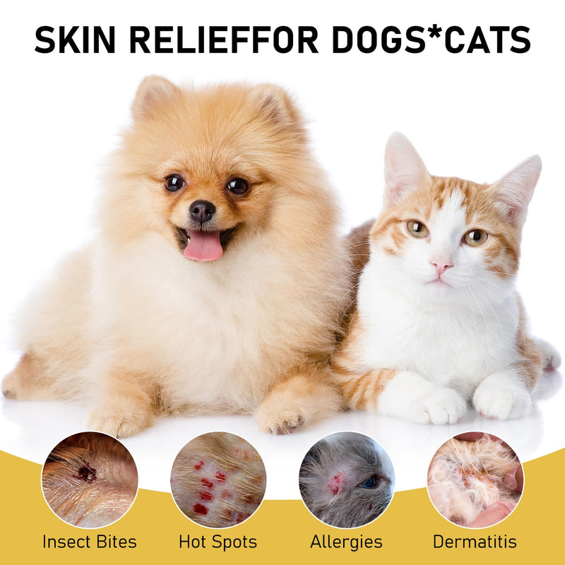 Wanban 2pc Pet Skin Treatment Spray for Dogs and Cats - Nature Soothing Solution for Itchy Skin, Reduces Scratching - Cat Itchy Skin Treatment