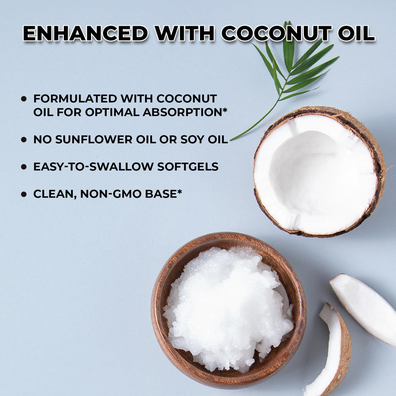 Inhale Vitamin D3 + K2 with Coconut Oil – 5000 IU D3 & 100 mcg MK7 K2 for Bone, Heart & Immune Support – Non-GMO · Soy Free · Gluten Free – 120 Softgels