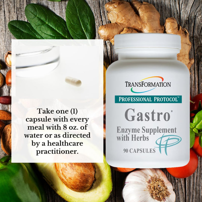 TRANSFORMATION THE GENESIS OF GOOD HEALTH Gastro Enzyme Supplement with Herbal Blend & Vitamin E, Formula to Alleviate Gastrointestinal Discomfort, Support for Relief of Heartburn, 90 Capsules 90 Count (Pack of 1)