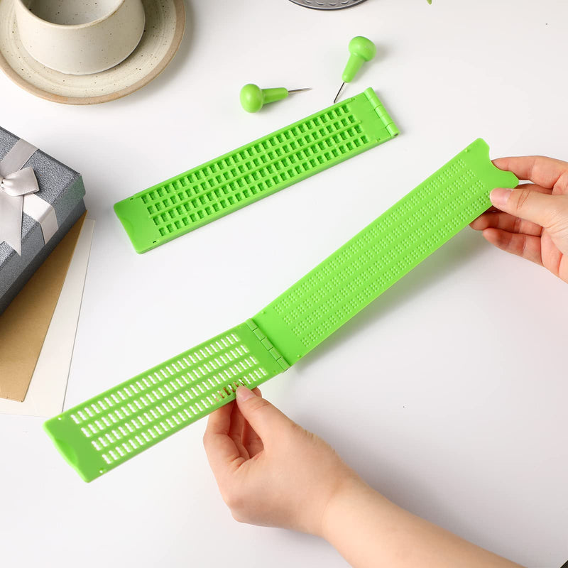 Jutom 4 Pack Braille Slate Stylus Kit, 4 Lines 28 Cells Plastic for Blind