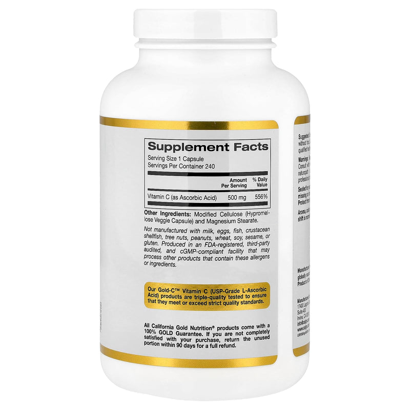 California Gold Nutrition, Vitamin C, Quali-C, 500 mg, 240 Veggie Caps