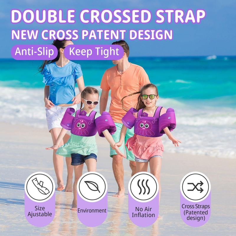 Elejolie Toddler Swim Vest for Child Learn Swiming Training,Infant Safety Swimmies Aid Jacket for Kids 2 3 4 5 6 Years Old,Arm Water Wings for Baby 22-66lbs A-Jellyfish