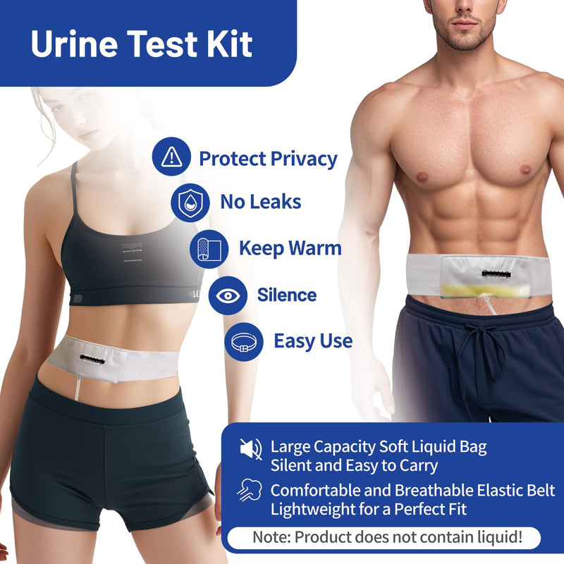 Urine Test Complete Kit - 2 oz to 4 oz Sample Bag on Belt,Portable Urine Test Bags with Temperature Strip for Used for Hospitals, Emergency and Travel (Medium)