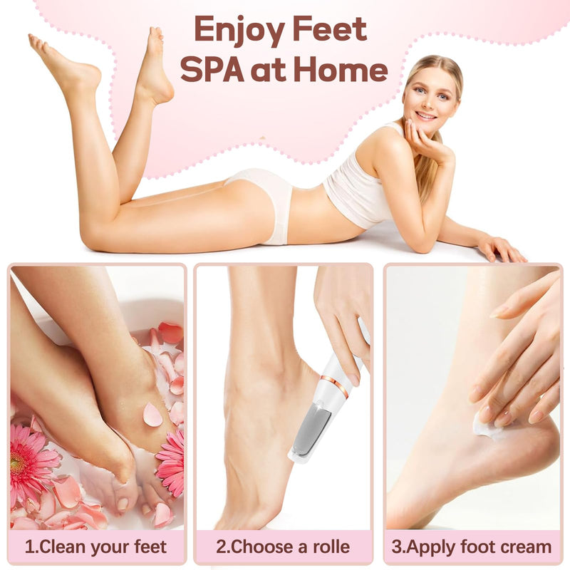 Electric Foot Callus Remover, ZABOUL Electric Foot File Callus Remover Rechargeable Portable Pedicure Tool Kit, Smooth Pedicure Wand for Feet Care, Removes Dry Hard & Dead Skin Ideal Gift (White) White - BeesActive Australia