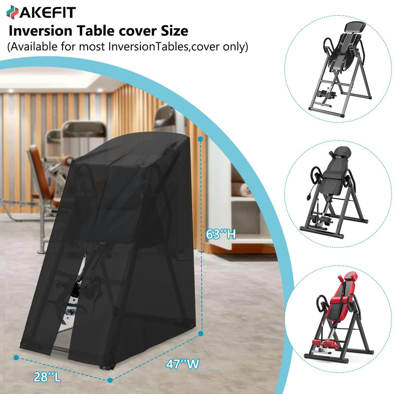 AKEfit Inversion Table Cover - Dustproof and Waterproof Inversion Equipment Protection Covers with Zipper,Fit Most Inverter Table-Indoor or Outdoor,28.3''L x 47''W x 63''H-Black Black