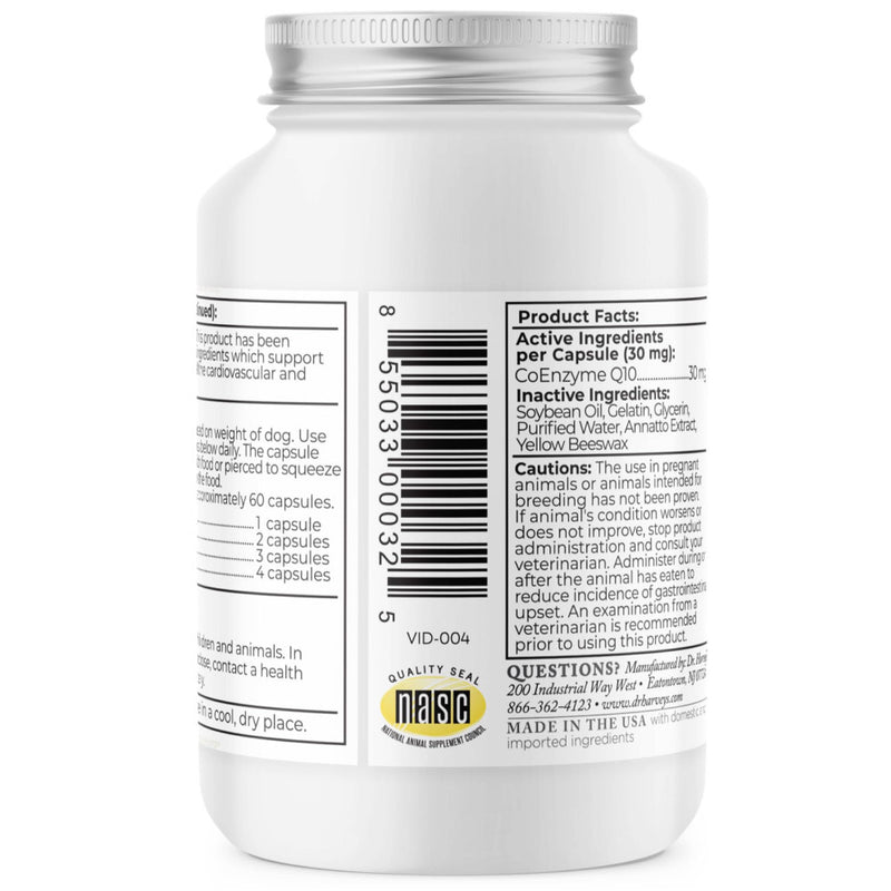 Dr. Harvey's Coenzyme Q10 - Heart & Cardiovascular Support Supplements for Dogs, 60 Capsules - BeesActive Australia