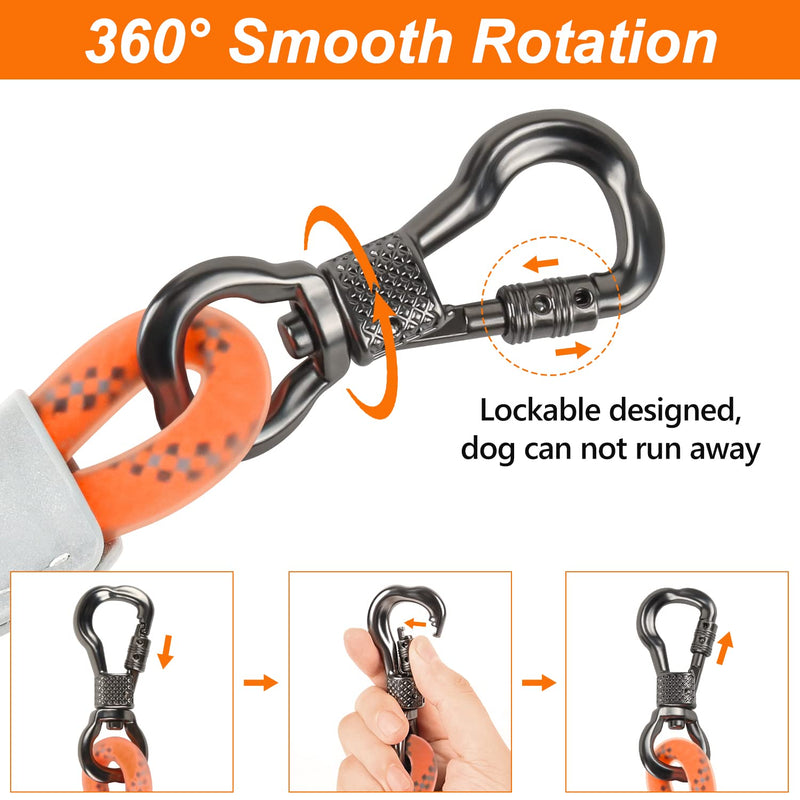 X XBEN Heavy Duty Dog Leash, Upgraded Standard PVC 10FT Waterproof Lead with Swivel Lockable Hook & Reflective Area, Pet Long Rope for Outside Snow Walking Training Yard for Small Medium Large Dogs Orange 10FT*1/3" - BeesActive Australia