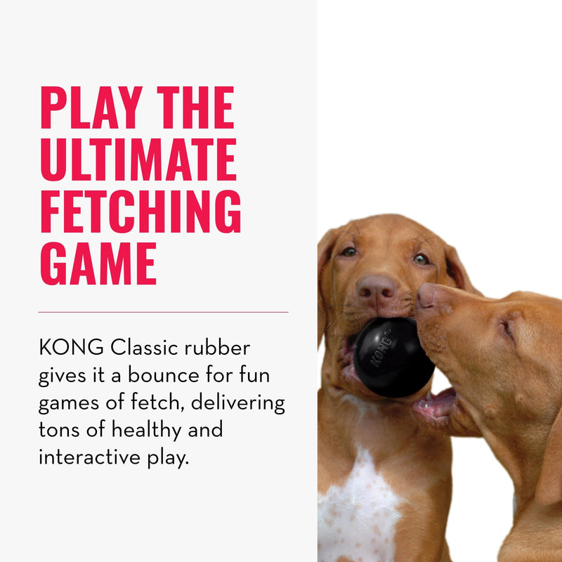 KONG Extreme Ball with Hole - Dog Fetch Toy - Durable Dog Ball Toy for Training, Interactive Playtime & More - Natural KONG Extreme Rubber Ball for Dogs - Black - For Large/Medium Dogs Medium