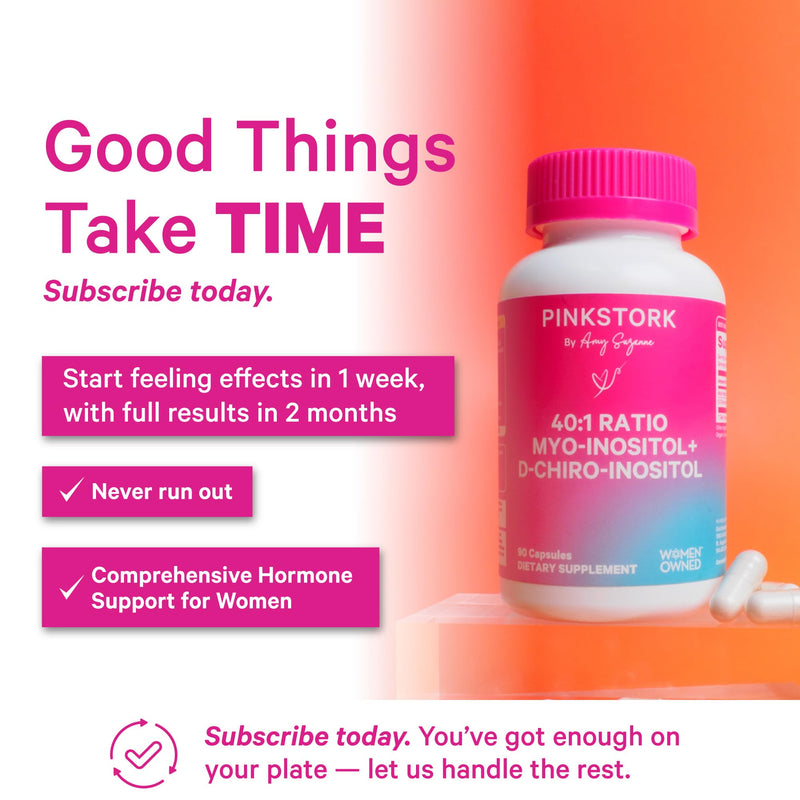 Pink Stork Inositol Supplement for Women – 40:1 Myo-Inositol & D-Chiro Inositol – Hormone Balance for Women – Healthy Ovulation & Fertility Support – Cycle Regularity & Metabolic Wellness, 30 Servings 90 Count (Pack of 1) - BeesActive Australia