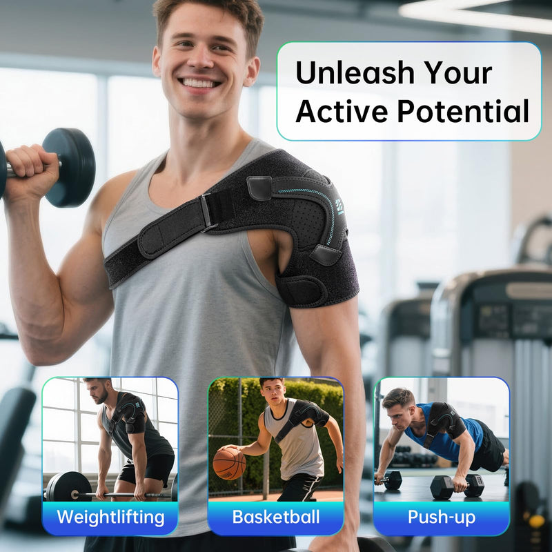Shoulder Brace, Rotator Cuff Support and Arm Sling for Pain Relief & Injury Recovery, Breathable Compression Sleeve for Strain & Dislocation Prevention, Adjustable for Left and Right Arm, Men & Women - BeesActive Australia