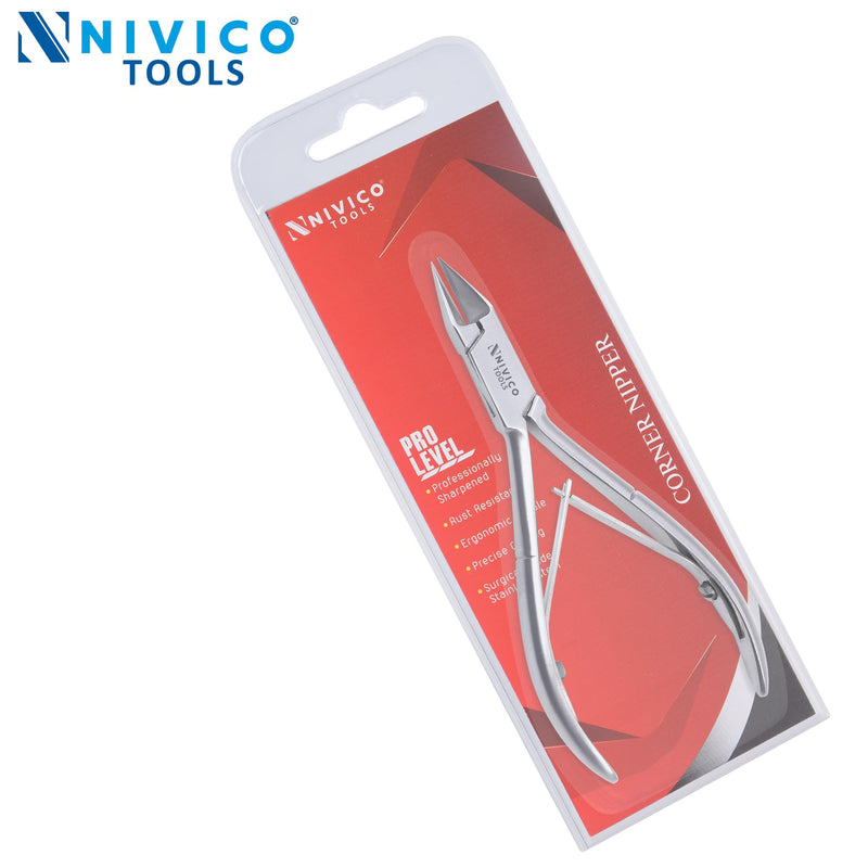 NIVICO Nail Cutter Corner Nipper Ingrown Toenail Trimmer 5" - 13cm Double Leaf Wire Spring, Podiatry Stainless Steel Nail Nippers, Professional Nail Cutter for Thick Toenails for Seniors