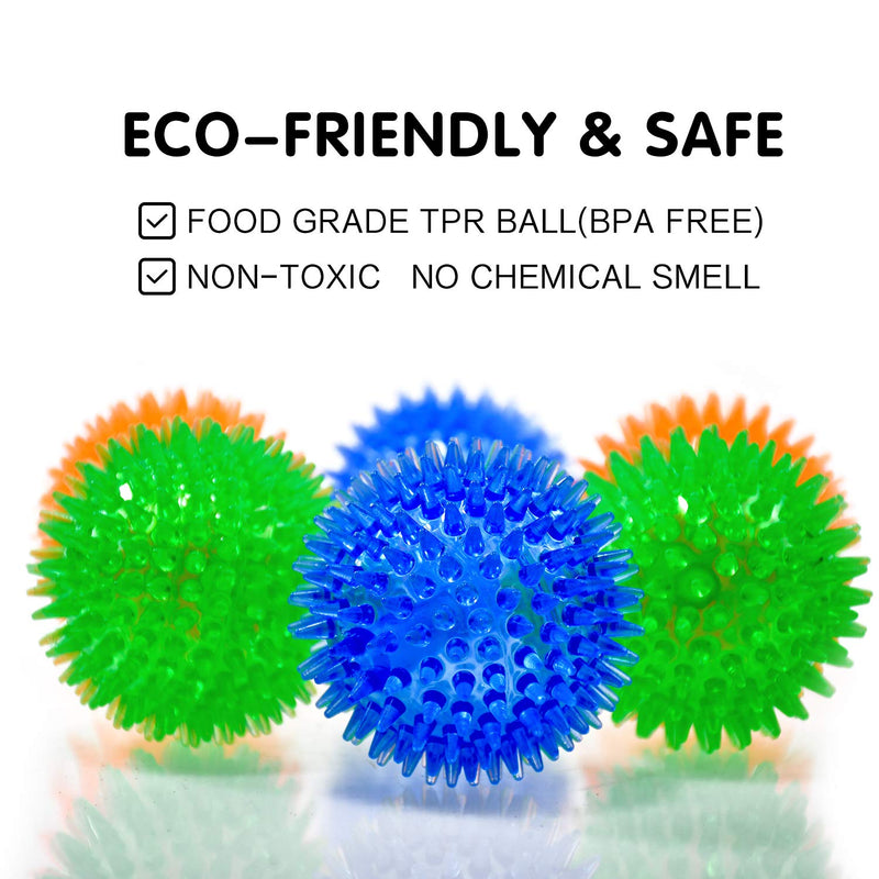 Squeaky Fetch Spike Balls TPR Toys for Pet Small Dogs Puppy Rubber 6 Pack Bright Colors Chew Teething Toys Small Set of 6 Multi - BeesActive Australia