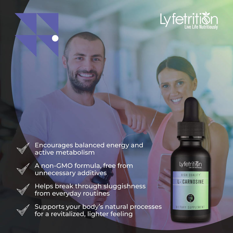 Lyfetrition L-Carnosine Liquid Supplement 118 ml, 4 FL Oz Liquid, 220 Servings, Made in USA, Quick Absorption, Potent Ingredients, Non-GMO