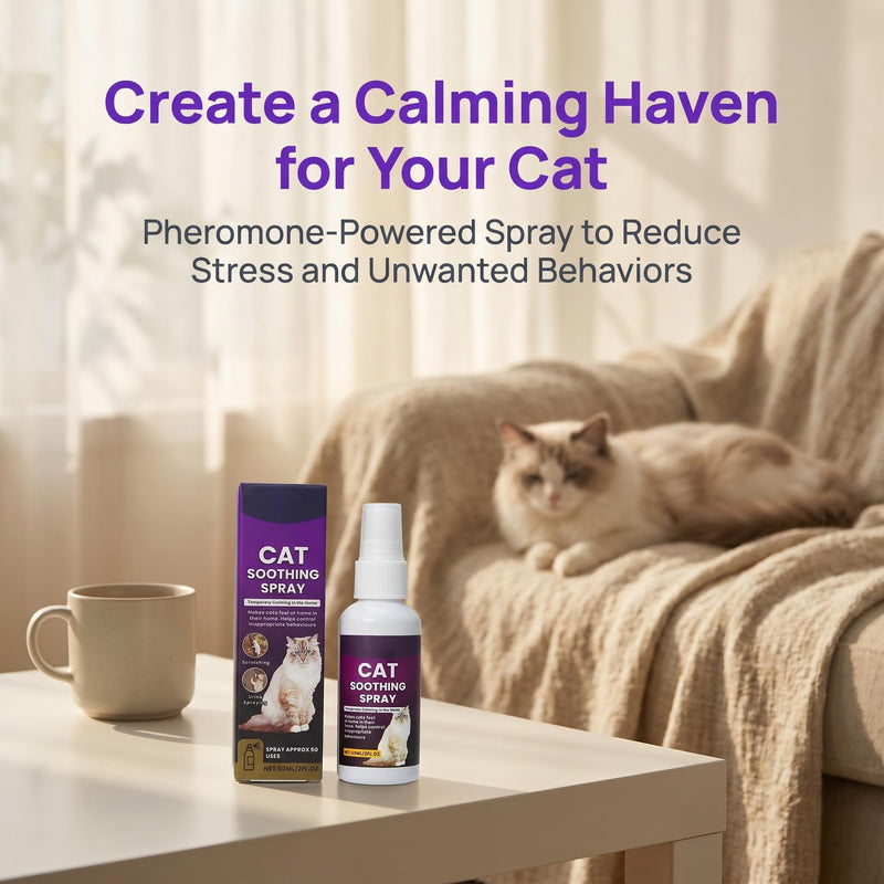 Cat Calming Spray, Cat Pheromone Spray to Help Anxiety Calm During Travel Stress for Cats and Reduce Scratching, Urine Marking, Excessive Grooming Calm Relaxing - Cat Pheromones Calming Spray (60mL)