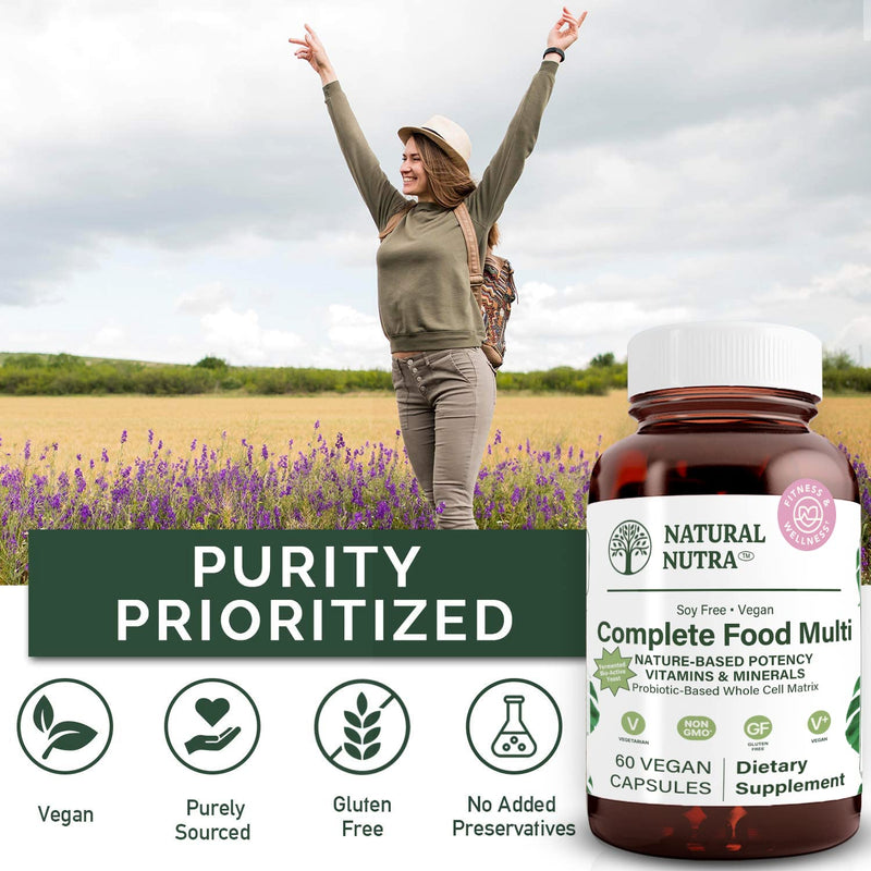 Natural Nutra Whole Food Complete Multivitamin, 60 Capsules | Mineral for Unisex, Energy Booster, Helps Maintain Bone Health, Improves Brain Function & Skin, Helps Enhance Immunity 1 Count (Pack of 60)
