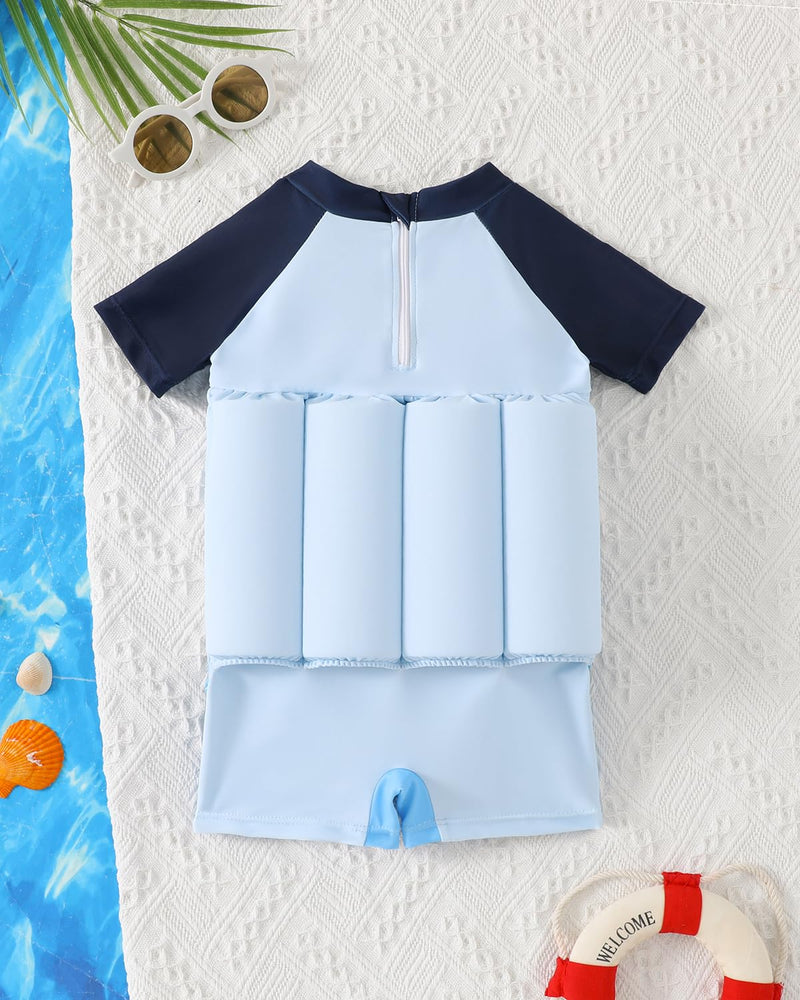 Toddler Floatation Swimsuit Boys 1-6T, One Piece Float Suit with Built-in Floats, UPF 50+ Floating Bathing Suit White Dinosaur 3-4T - BeesActive Australia