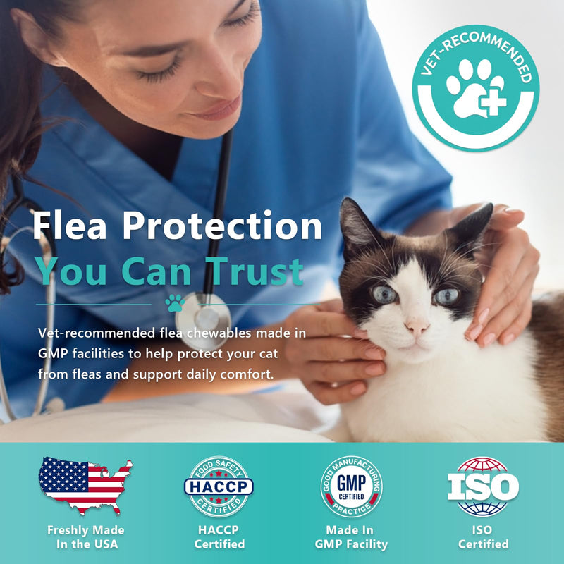 Flea Treatment for Cats 500 Treats Natural Flea and Tick Prevention Supplement for All Cats - Skin & Coat Care, Immune System Boot, Digestive Gut Health, Daily Oral Flea Supplement Chicken Flavor