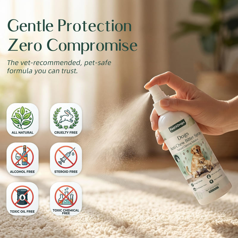 Dog Bitter Deterrent Spray for Furniture, Dog No Chew Spray to Stop Dogs & Puppies from Chewing, Biting, Licking, Peeing, Natural Stop Chewing Dog Spray& Behavior Corrector,200ml